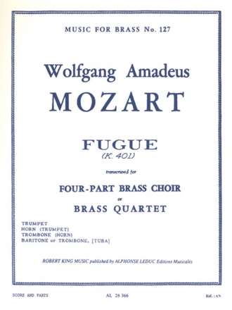 MOZART/KING FUGUE BRASS QUARTET/SCORE AND PARTS(PTION/PTIES)MFB127