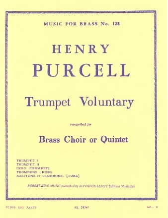 Trumpet Voluntary for 2 trumpets, horn (trp), trombone (hrn) and baritone (trb, tuba) score and parts