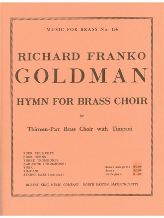 GOLDMAN HYMN FOR BRASS CHOIR BRASS ENSEMBLE/TIMPANI/SC/PARTS(PTION/PTIES)MFB136