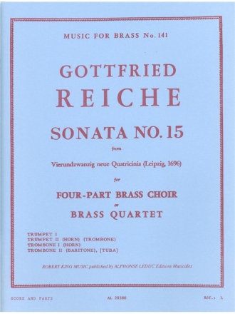 REICHE/KING SONATA N015 BRASS QUARTET/SCORE AND PARTS(PTION/PTIES)MFB141