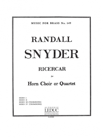 SNYDER RICERCAR BRASS QUARTET/SCORE AND PARTS(PTION/PTIES)MFB149