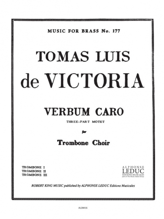 VICTORIA/KING VERBUM CARO 3 TROMBONES/SCORE AND PARTS(PTION/PTIES)MFB177