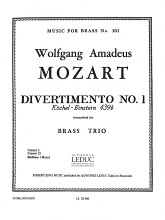 MOZART/KING DIVERTIMENTO BRASS TRIO/SCORE AND PARTS(PTION/PTIES)MFB302