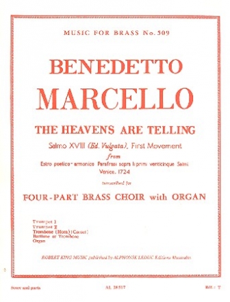 The Heavens are telling for 4-part brass chorus  (2 trumpets, horn, trombone) and organ