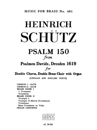 SCHUTZ/MARIER PSALM 150 BRASS ENSEMBLE/ORG/VCES/SC/PTS(PTION/PTIES)MFB601