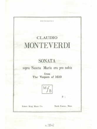 MONTEVERDI/KING SONATA SOPRA SANCTA MARIA BRASS ENSBLE/VCES/VOC SCORE(PARTIE CHOEUR)MFB071V