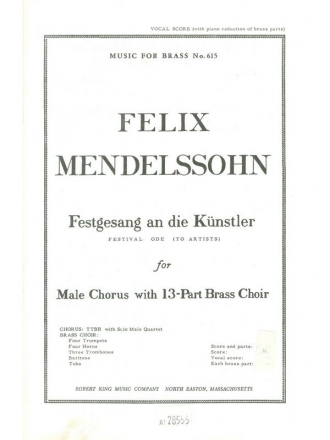 Festgesang an die Knstler for male chorus and piano vocal score (dt/en)