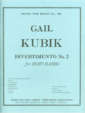 KUBIK DIVERTIMENTO N02 MIXED ENSEMBLE/SCORE AND PARTS(PTION/PTIES)MFB904