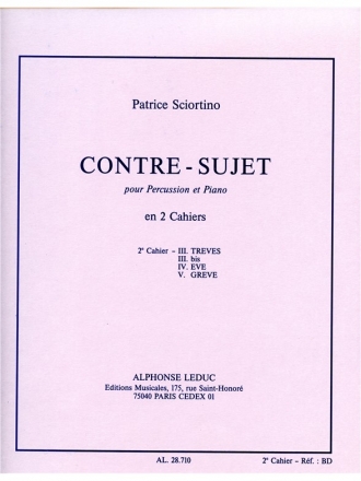 SCIORTINO CONTRE-SUJET CAHIER 2/PERCUSSION ET PIANO