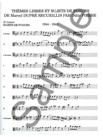 DUPRE/PIERRE THEMES LIBRES ET SUJETS DE FUGUES/CAHIER 2:SUJETS DE FUGUES