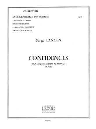 LANCEN CONFIDENCES SAXOPHONE SOPRANO OU TENOR SIB ET PIANO (LM005)