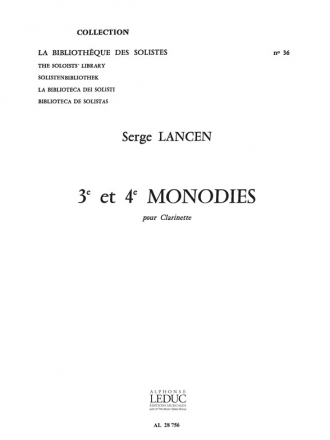 LANCEN 3EME ET 4EME MONODIES CLARINETTE (LM036)