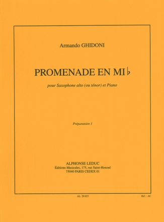 GHIDONI PROMENADE EN MIB SAXOPHONE ALTO OU TENOR ET PIANO