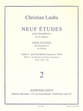 9 Etudes vol.2 . pour saxophone soprano et tnor