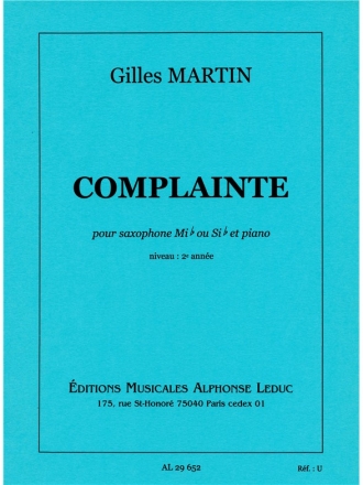 MARTIN COMPLAINTE SAXOPHONE ALTO OU TENOR ET PIANO