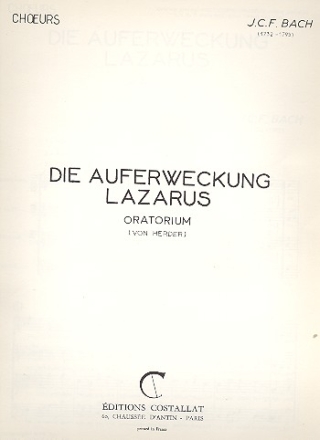 Die Auferweckung Lazarus pour soli et choeur mixte partition (dt)