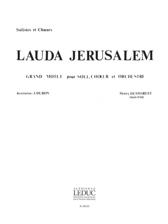 Lauda Jerusalem pour soli, choeur mixte (SATBB) et orchestre partition de choeur