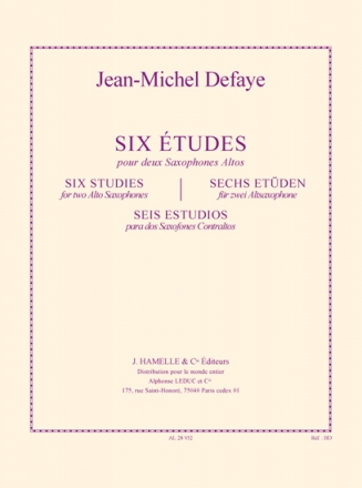 DEFAYE J.M. 6 ETUDES 2 SAXOPHONES ALTOS