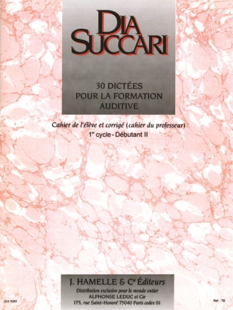 SUCCARI 30 DICTEES POUR LA FORMATION AUDITIVE/CAH.ELEVE/COR.PROF/CYCLE 1/DEBUTANT 2