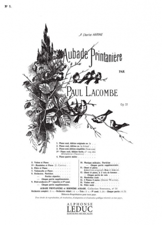 LACOMBE AUBADE PRINTANIERE OP37 PIANO