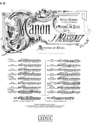 MASSENET MANON AIR N018 BIS FABLIAU MEZZO-SOPRANO ET PIANO