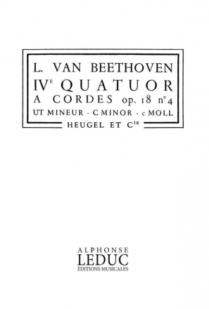 BEETHOVEN QUATUOR A CORDES N004 OP18 N04 UT MIN/2 VIOLONS/ALTO/VIOLONCELLE/PARTITION PH57