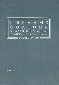 Quatuor  cordes ut mineur op.51,1 pour 2 violons, alto et violoncelle partition miniature