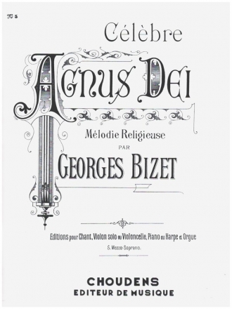 Agnus Dei no.5 pour chant mezzo, violon ou violoncelle, piano ou harpe et orgue partition et parties