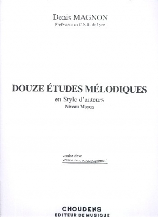 12 tudes mlodiques en styles d'auteurs - niveau moyen pour chant et pianp partition (version avec accompagnement)