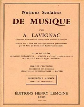 LAVIGNAC Albert Notions scolaires n2 - prof. thorie musicale Partition