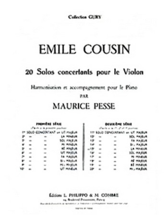 COUSIN Emile Solo concertant n15 en la min. violon et piano Partition