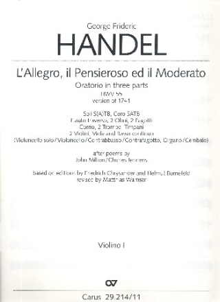 L'allegro, il pensieroso ed il moderato HWV55 fr Soli, gem Chor und Orchester Violine 1