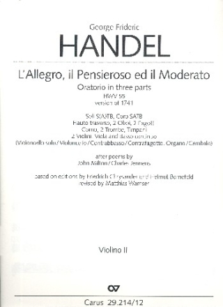 L'allegro, il pensieroso ed il moderato HWV55 (Version 1741): fr Soli, gem Chor und Orchester Violine 2