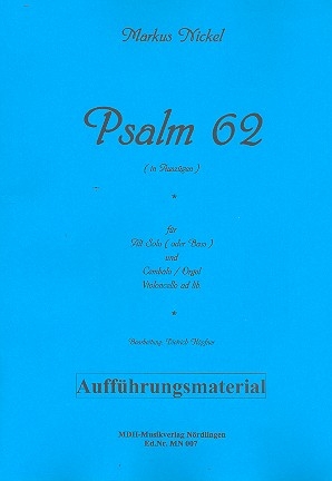 Psalm 62 fr Alt (Bass) und Cembalo (Orgel) (Violoncello ad lib) Partitur