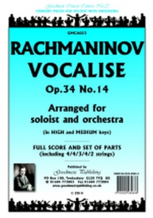 Rachmaninov Vocalise Solo+Orchestra Pack Orchestra