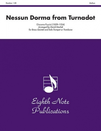 Nessun Dorma for solo trombone or trumpet and 2 trumpets, horn, trombone and tuba score and parts