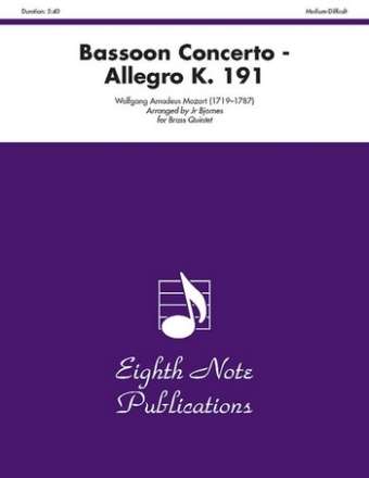 Wolfgang Amadeus Mozart (Arr, Bill  Bjornes, Jr) Bassoon Concerto - Allegro K, 191 2 Trp | Hrn | Pos | Tub