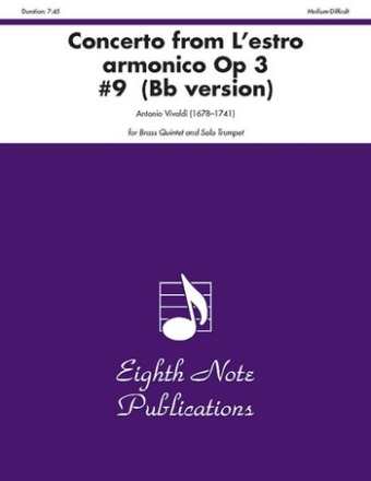 Antonio Vivaldi Concerto from Lestro armonico Op 3 #9  (Bb version) Trp | 2 Trp | Hrn | Pos | Tub