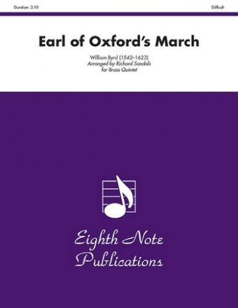 Earl of Oxford's March for 2 trumpets, horn in F, trombone and tuba score and parts