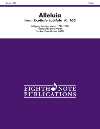 Wolfgang Amadeus Mozart (Arr, David Marlatt) Alleluia from Exultate Jubilate 4 Sax (AATB)