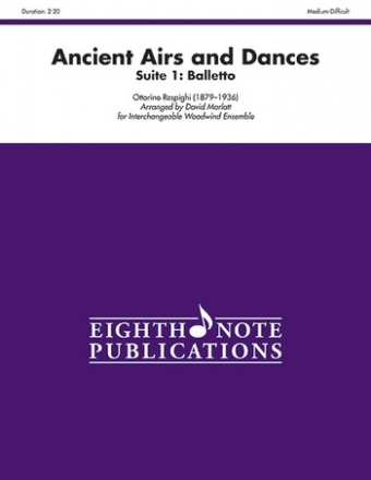 Ancient Airs and Dances - Suite 1  Balletto for interchangeable woodwind ensemble (fl,ob, clar, fag, sax, horn) score and parts