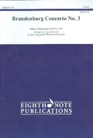 Brandenburg Concerto no.3 for interchangeable woodwind ensemble (fl,ob,clar, sax, fag, horn) score and parts