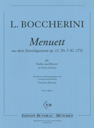 Menuett aus dem Streichquintett op 11, Nr. 5 G275 fr Violine und Klavier