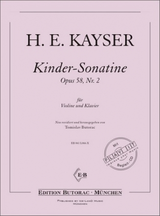 Kayser, Heinrich Ernst Kinder Sonatinen op. 58 Nr. 2 Violine und Klavier (+CD)