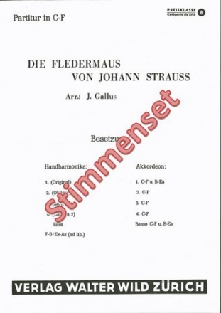 Joh.Strauss / arr. J.Gallus Die Fledermaus Akkordeon-Orchester Stimmen-Set