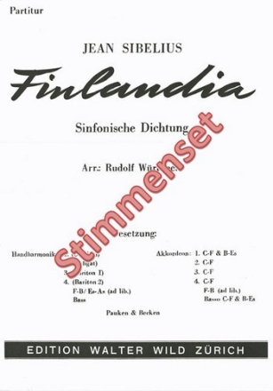 J.Sibelius / arr. Rud.Würthner Finlandia Akkordeon-Orchester Stimmen-Set