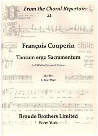 Tantum ergo Sacramentum for soli (SSB) (mixed chorus) and Bc vocal score