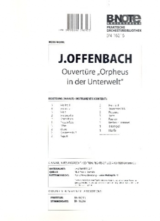 Ouvertre zu Orpheus in der Unterwelt fr Orchester Stimmensatz (Streicher 5-4-3-2-2)