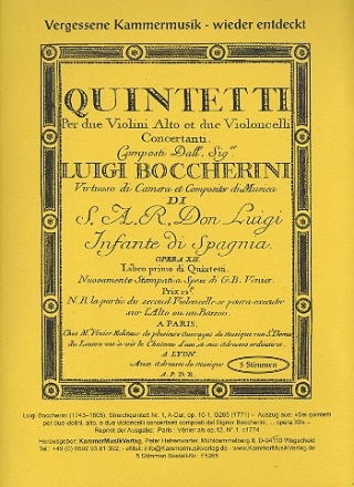 Quintett A-Dur op.10,1 G265 fr 2 Violinen, Viola und 2 Violoncelli Stimmen