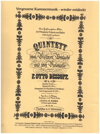 Quintett g-Moll op.10 fr 2 Violinen, Viola und 2 Violoncelli Partitur und Stimmen